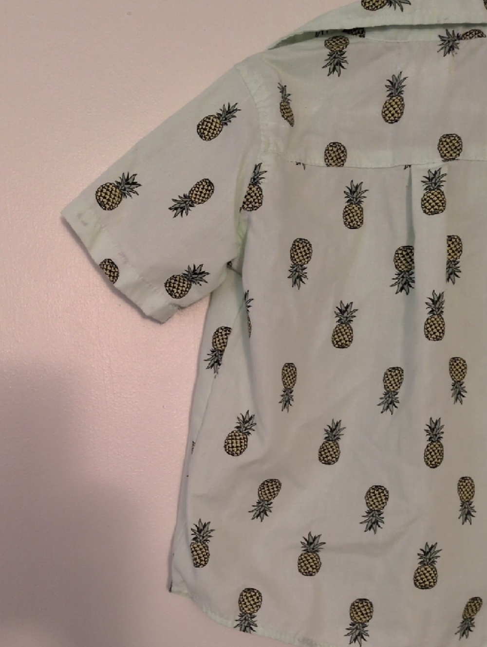 Kids Pineapple Print Button-Down Shirt in Mint by - Picture 6 of 7